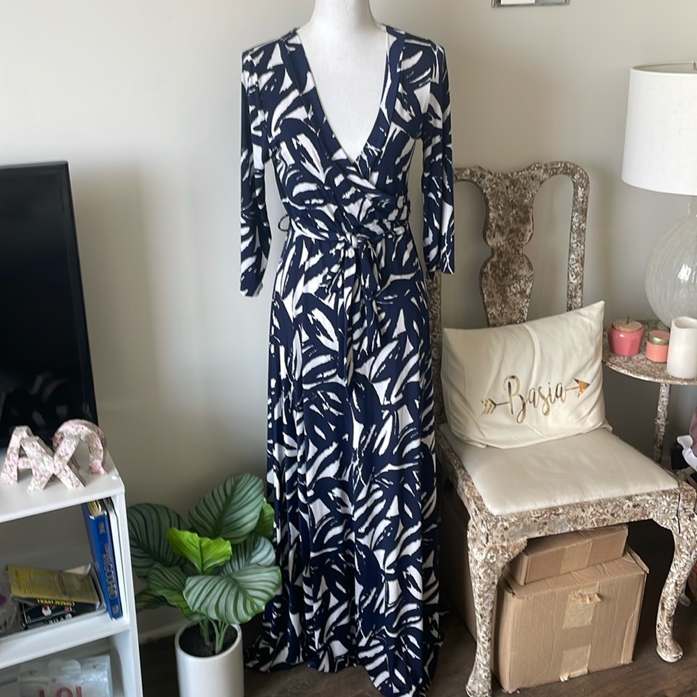 Navy and White Maxi Dress